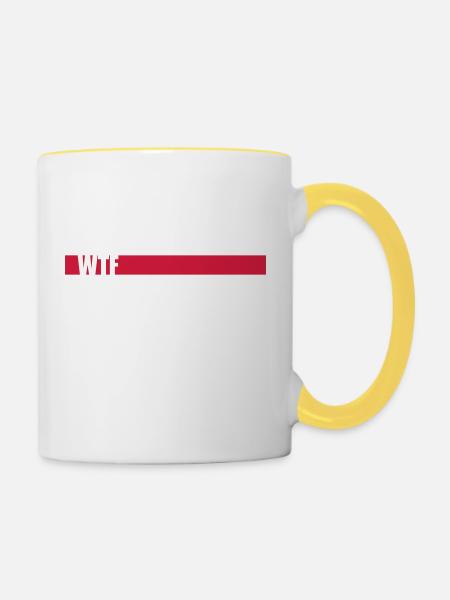 WTF Balken Design - Tasse zweifarbig - Weiß/Gelb