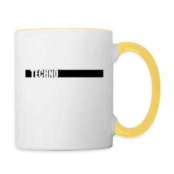Musik Techno Logo - Tasse zweifarbig - Weiß/Gelb - Rechts