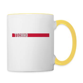 Techno Musik Logo - Tasse zweifarbig - Weiß/Gelb - Rechts