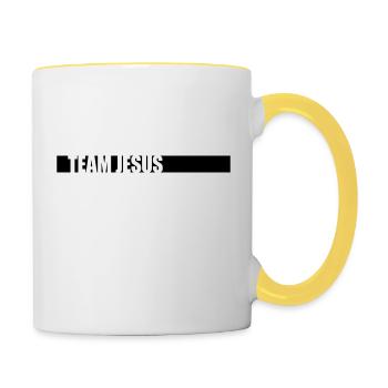 Balken Team Jesus - Tasse zweifarbig - Weiß/Gelb - Rechts