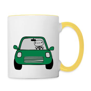 Fahrer Comic Auto - Tasse zweifarbig - Weiß/Gelb - Rechts