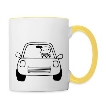 Auto Fahrer Comic - Tasse zweifarbig - Weiß/Gelb - Rechts