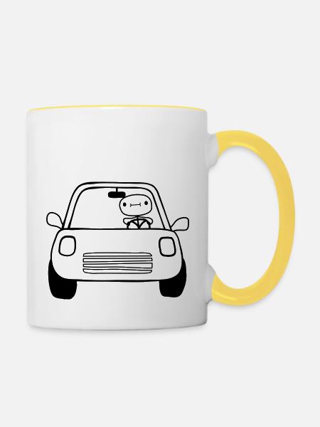 Bande dessinée Car Driver - Mug contrasté - blanc/jaune