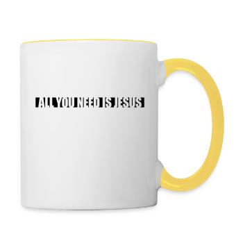 Strip Besoin de Jésus - Mug contrasté - blanc/jaune - Droite