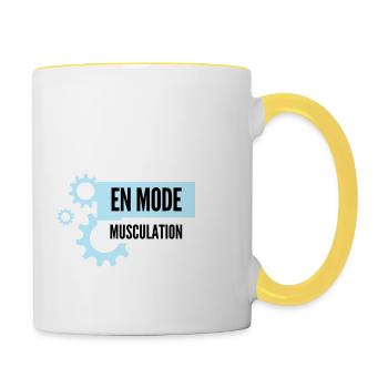 En mode musculation - Mug contrasté - blanc/jaune - Droite