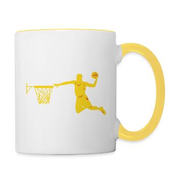 Basketball tee -cadeau fan de basketball - Mug contrasté - blanc/jaune - Droite