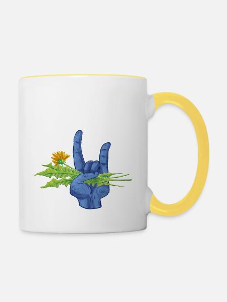 Unkraut ist Metal - Tasse zweifarbig - Weiß/Gelb