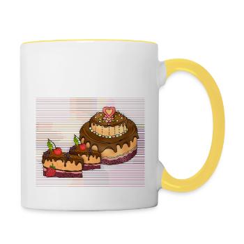 Kuchen - Tasse zweifarbig - Weiß/Gelb - Rechts