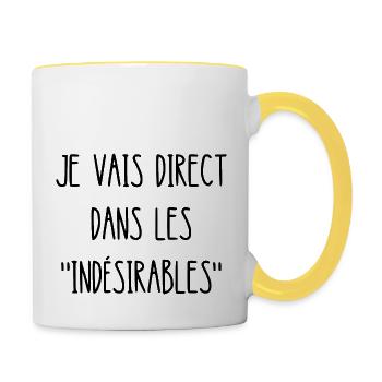 je vais direct dans les indésirables - Mug contrasté - blanc/jaune - Droite