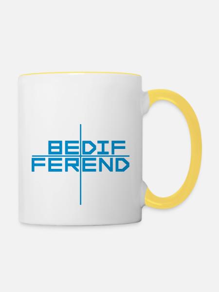 Be different Logo Design - Tasse zweifarbig - Weiß/Gelb