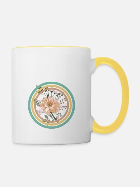 Blumenring - Tasse zweifarbig - Weiß/Gelb