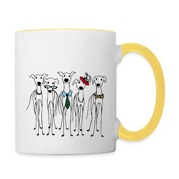 Fête des lévriers - Mug contrasté - blanc/jaune - Droite