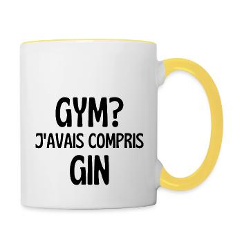 j'avais compris gin - Mug contrasté - blanc/jaune - Droite