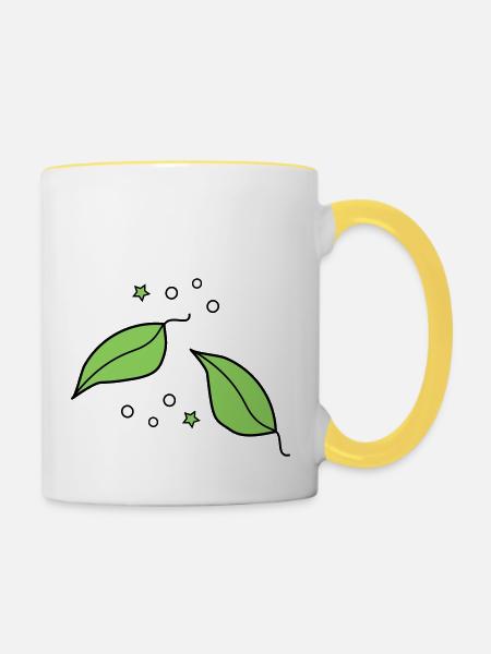 Blattwerk - Tasse zweifarbig - Weiß/Gelb