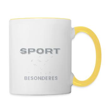 Lustiger Sportmuffel Anti Sport Sprüche Spruch - Tasse zweifarbig - Weiß/Gelb - Rechts