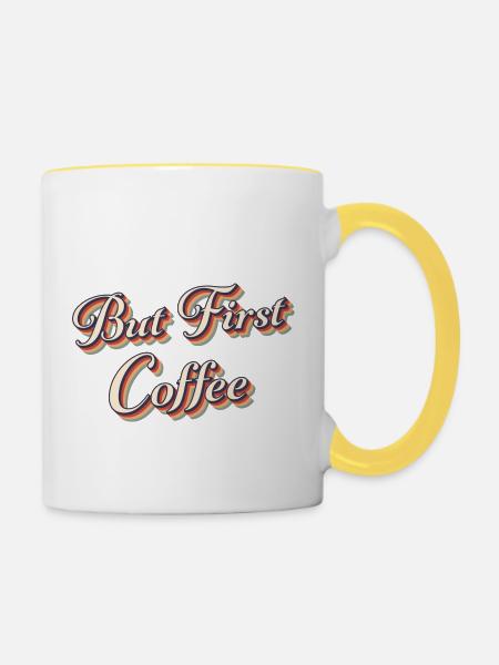 Mais d’abord le café - Mug contrasté - blanc/jaune