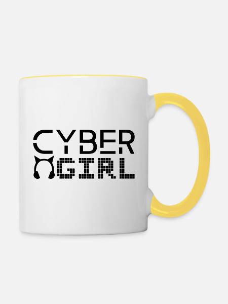 Cyber-Mädchen - Tasse zweifarbig - Weiß/Gelb