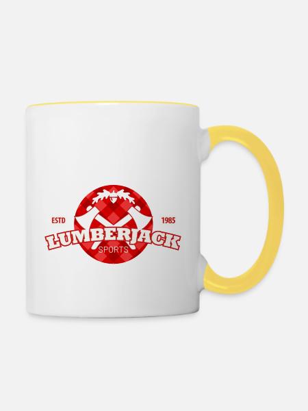 lumberjack karomuster im kreis - Tasse zweifarbig - Weiß/Gelb