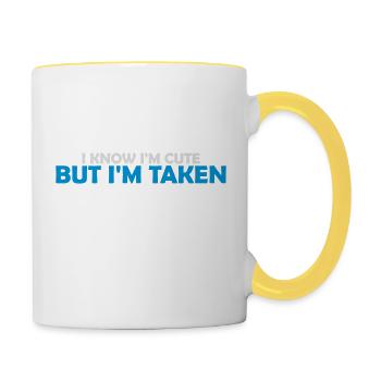 citation mignonne mais prise - Mug contrasté - blanc/jaune - Droite
