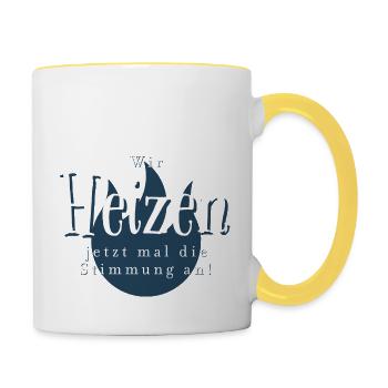 Heizen, Heizung, Gas, Gasheizung, Inflation, Teuer - Tasse zweifarbig - Weiß/Gelb - Rechts