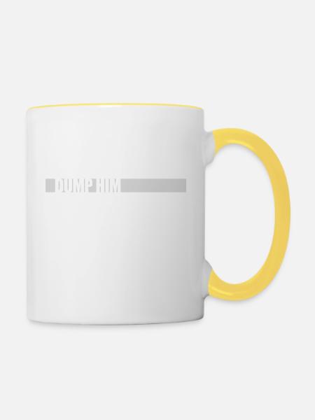 dump him Zitat Logo - Tasse zweifarbig - Weiß/Gelb