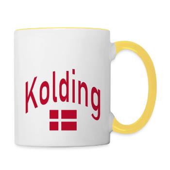 Drapeau de Kolding Danemark - Mug contrasté - blanc/jaune - Droite