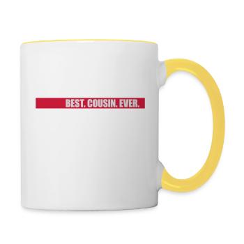 best cousin ever Zitat - Tasse zweifarbig - Weiß/Gelb - Rechts