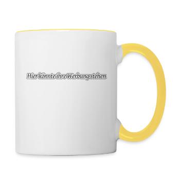 Hier könnte ihre Werbung stehen - Tasse zweifarbig - Weiß/Gelb - Rechts