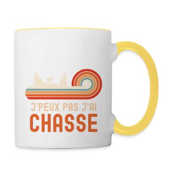 Je peux pas j ai chasse - Mug contrasté - blanc/jaune - Droite