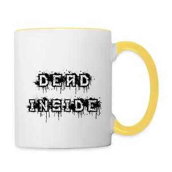 dead inside black - Contrasting Mug - white/yellow - Right