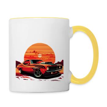 Muscle Car V8 - Tasse zweifarbig - Weiß/Gelb - Rechts