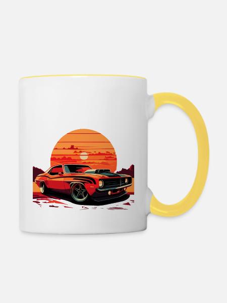 Muscle Car V8 - Tasse zweifarbig - Weiß/Gelb