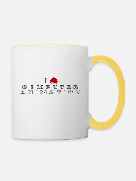 Ich hasse Computeranimation - Tasse zweifarbig - Weiß/Gelb
