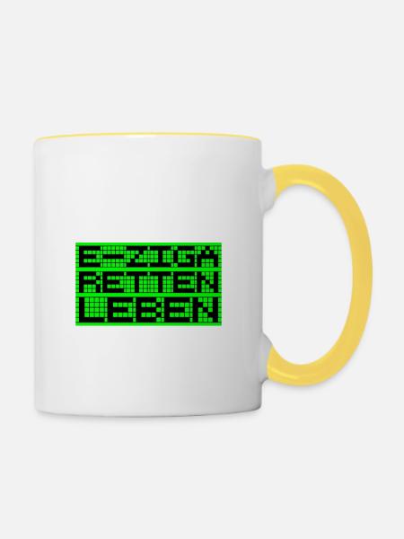 E ZIGA RETTEN LEBEN - Tasse zweifarbig - Weiß/Gelb