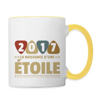 2017 date de naissance / anniversaire année 2017 - Mug contrasté - blanc/jaune - Droite