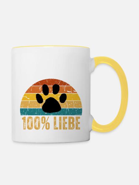Hundeliebe - Tasse zweifarbig - Weiß/Gelb