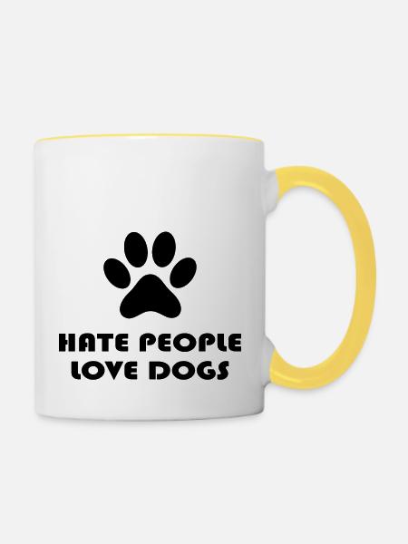 Dog Hund - Tasse zweifarbig - Weiß/Gelb