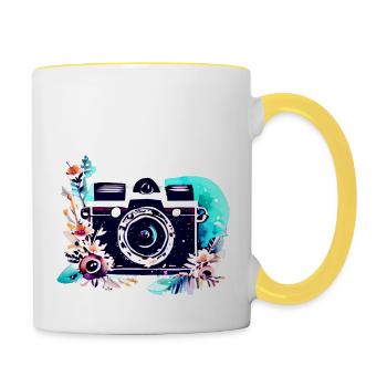 Photographer Camera Photographers Funny Photography - Contrasting Mug - white/yellow - Right