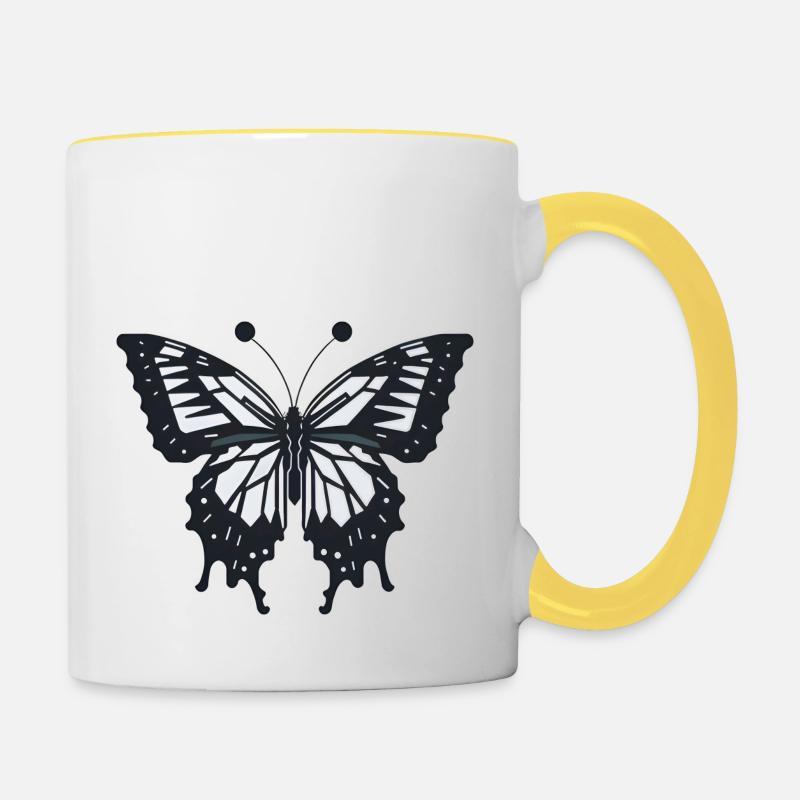 Simpe Design Papillon - Mug contrasté - blanc/jaune