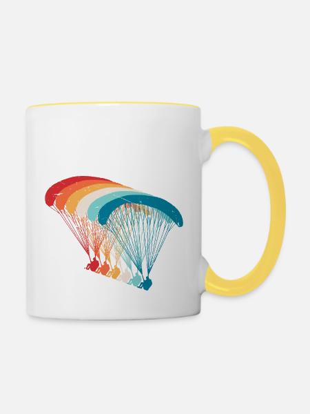 Skydive Evolution: Gleitschirm Design - Tasse zweifarbig - Weiß/Gelb