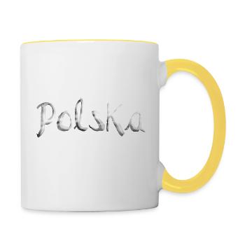 Polska, Polen, Poland - Tasse zweifarbig - Weiß/Gelb - Rechts