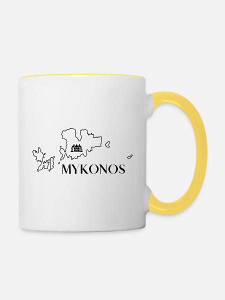 Mykonos Liebe - Tasse zweifarbig - Weiß/Gelb