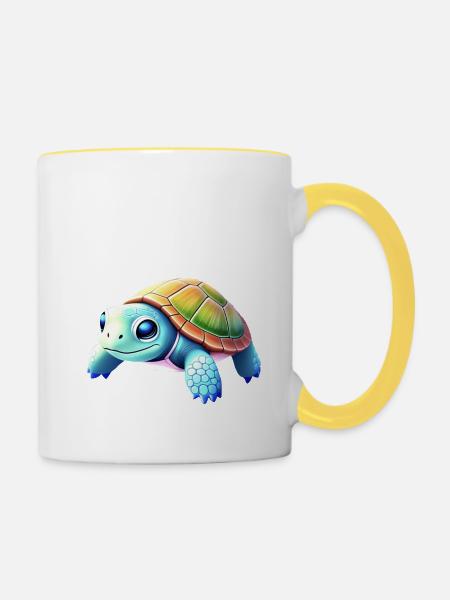Schildkröte - Tasse zweifarbig - Weiß/Gelb