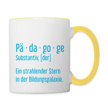 Pädagoge Pädagogen Schule Lehrer Unterricht - Tasse zweifarbig - Weiß/Gelb - Rechts