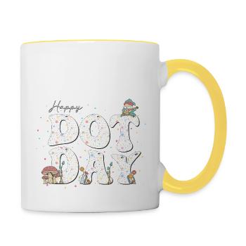 Happy Dot Day Hippie Flowers Gnome Groovy Teacher - Contrasting Mug - white/yellow - Right
