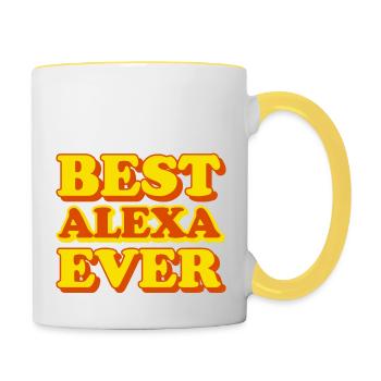 Alexa Vorname lustiges Geschenk - Tasse zweifarbig - Weiß/Gelb - Rechts