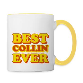 Collin Prénom Drôle de cadeau - Mug contrasté - blanc/jaune - Droite