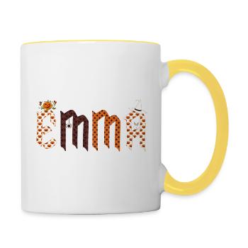 Emma last name first name - Contrasting Mug - white/yellow - Right