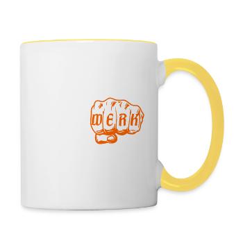 Handwerk Faust Orange - Tasse zweifarbig - Weiß/Gelb - Rechts