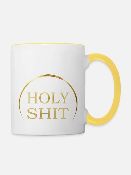 Holy Shit - Vers.1 - Tasse zweifarbig - Weiß/Gelb